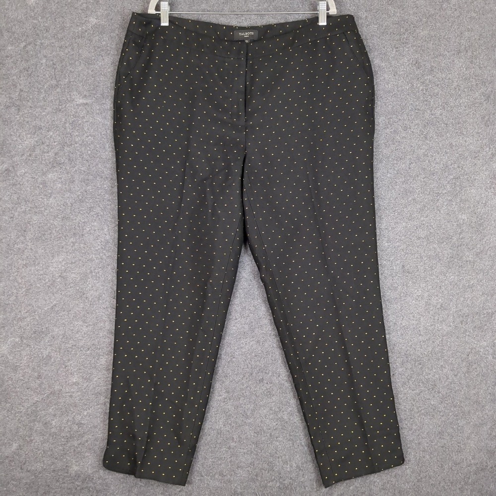 Talbots Woman Black Gold Polka Dot Embroidered Ankle Dress Pants Plus Size 16W - Picture 2 of 14